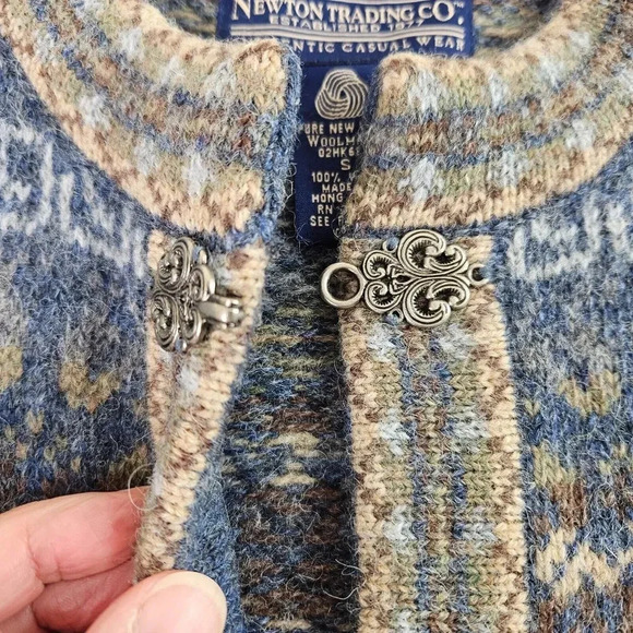 Vintage Wool Cardigan Women Small Sweater Silver Hook Closure Newton Trading Co. - Picture 4 of 12